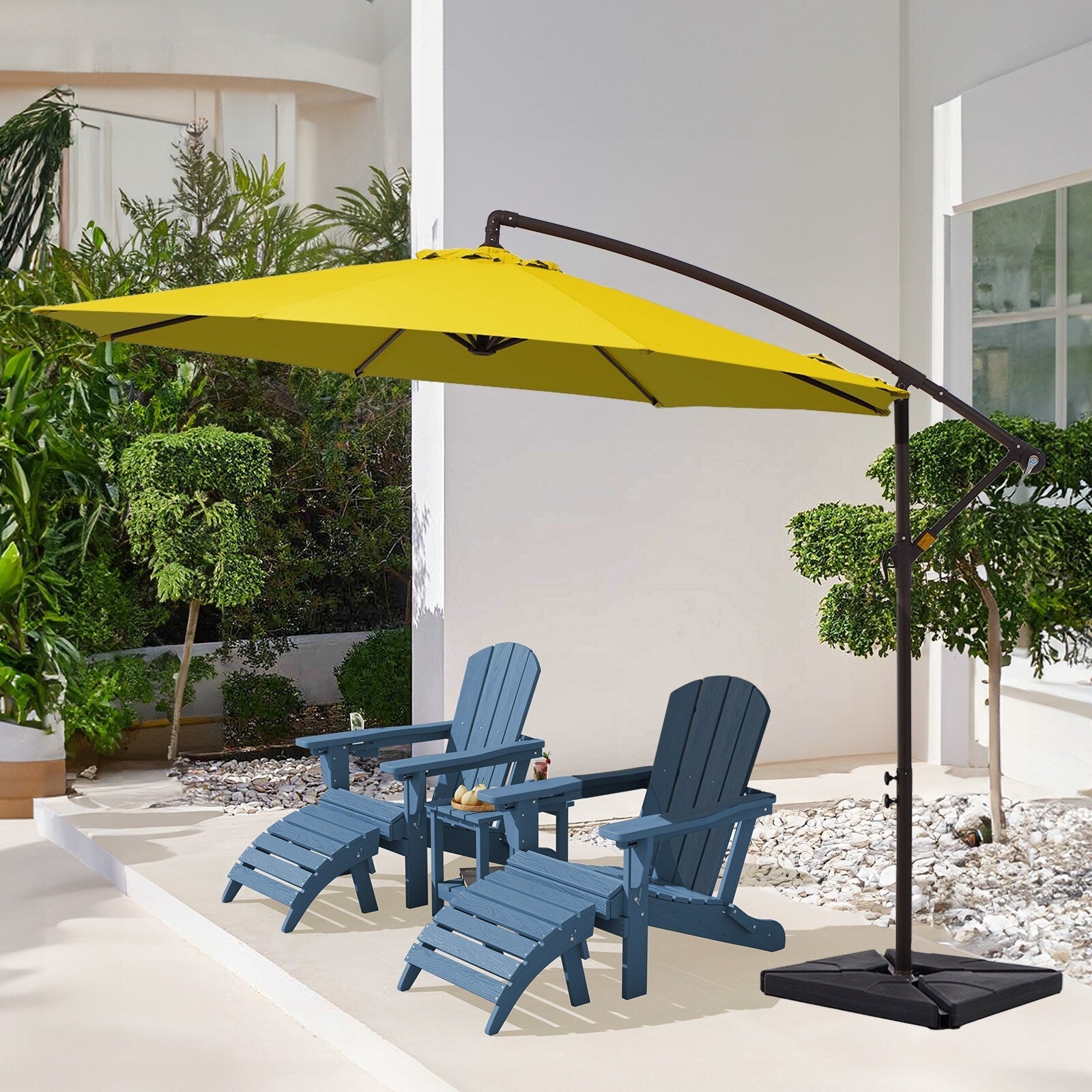 10 ft Steel Crank-lift Cantilever Umbrella With Weighted Base