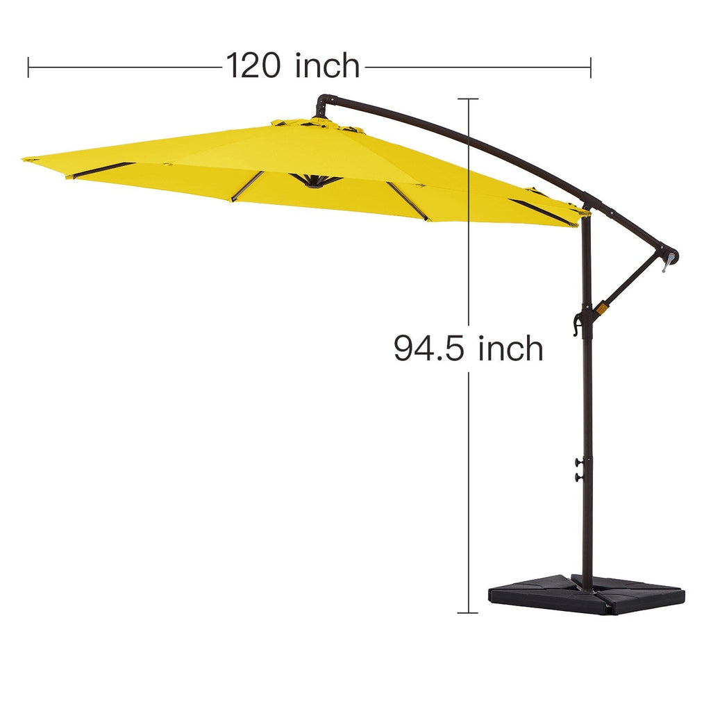 10 ft Steel Crank-lift Cantilever Umbrella With Weighted Base
