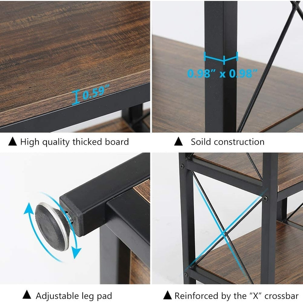 12 Shelves Ladder Bookshelf, Industrial Corner Bookshelf