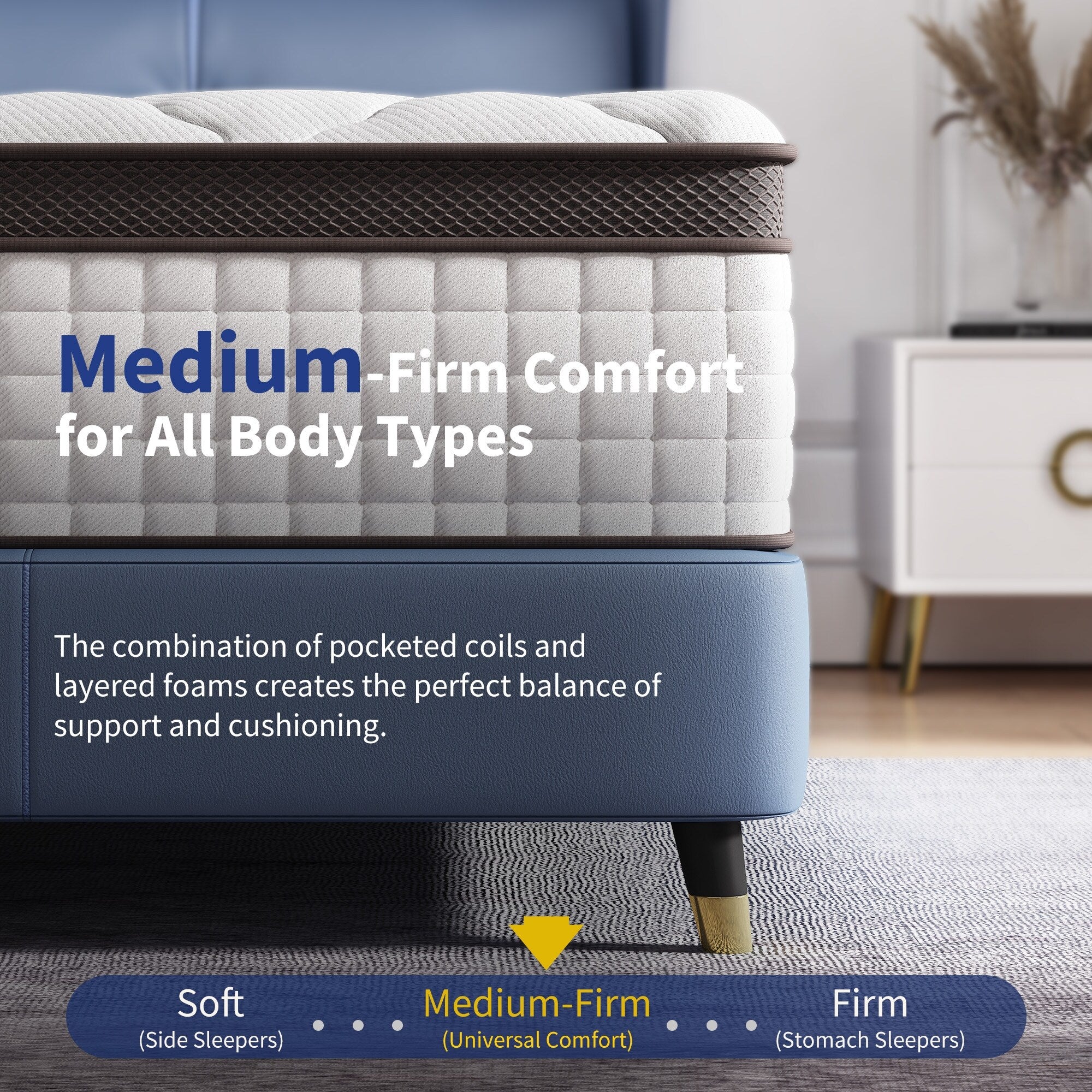 14 Inch Queen and King Memory Foam Hybrid Mattress,Medium Firmness,Edge Support Mattress in a Box