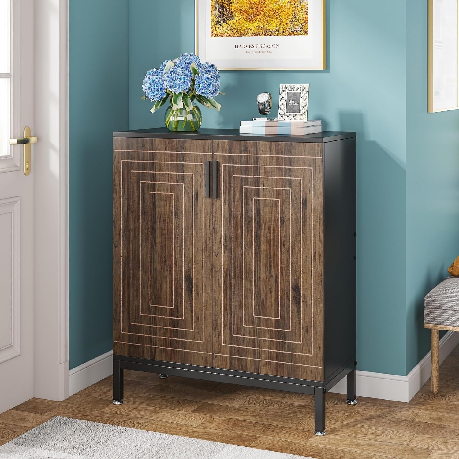 20 Pairs Modern Shoe Storage Cabinet with Doors, 6-Tier Freestanding Entryway Shoe Organizer Rack