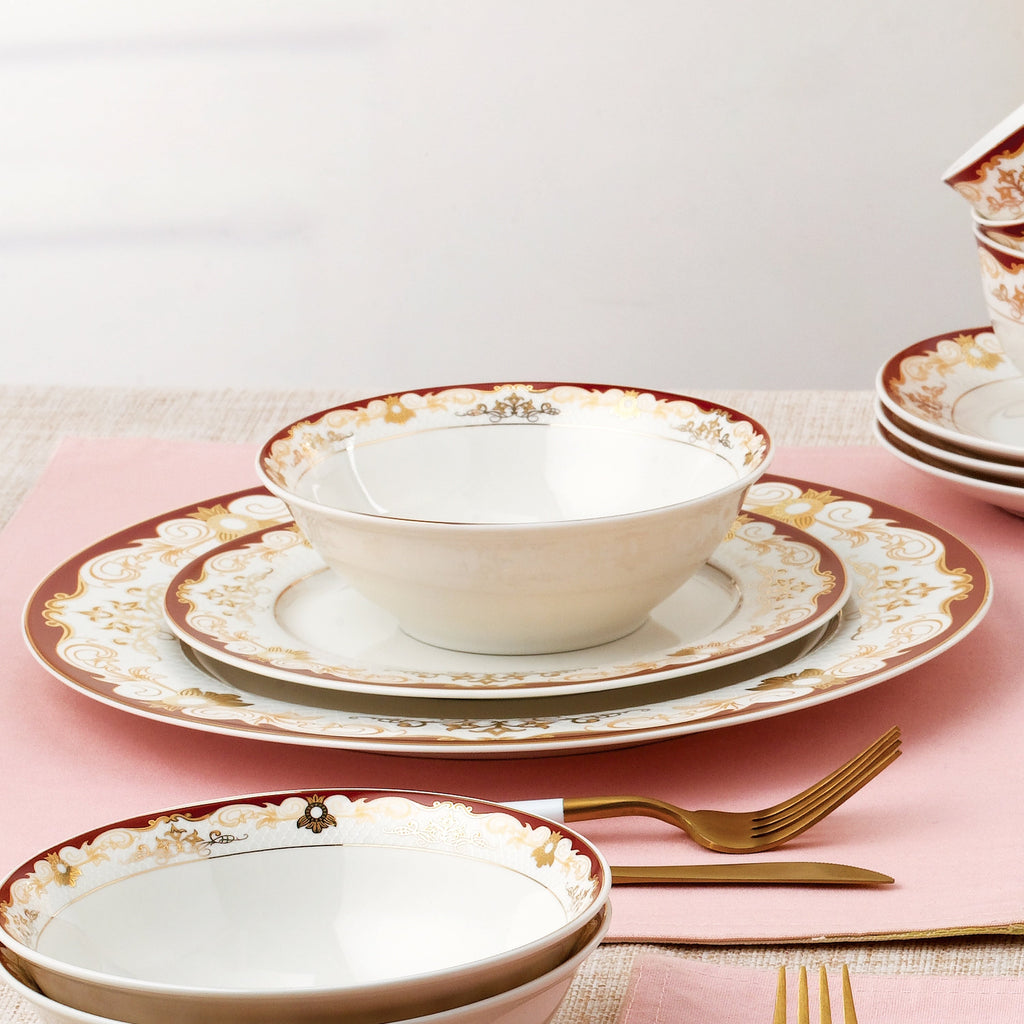 24 Piece Dinnerware Set-Bone China, Service for 4 by Lorren Home Trends