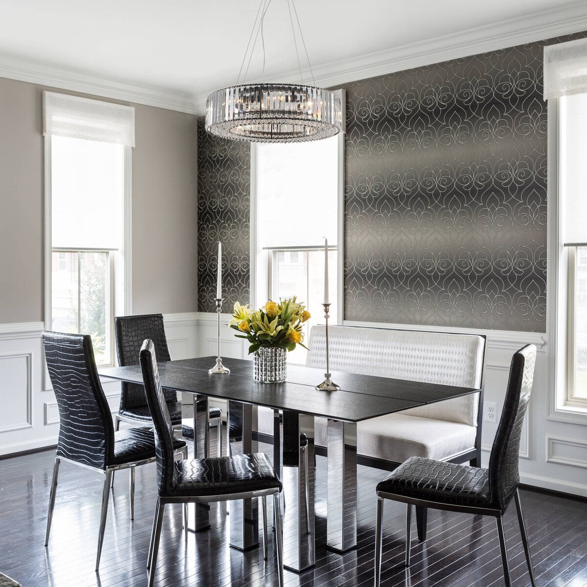 24.8 in. 8-Light Farmhouse Chandelier, Crystal Chandelier, Drum Chandelier for Dining Room Living Room Bedroom Kitchen