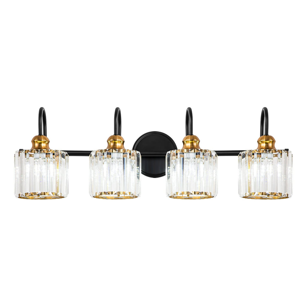 3/4-Light Modern Glam Linear Dimmable Crystal Bathroom Vanity Lights Over Mirror