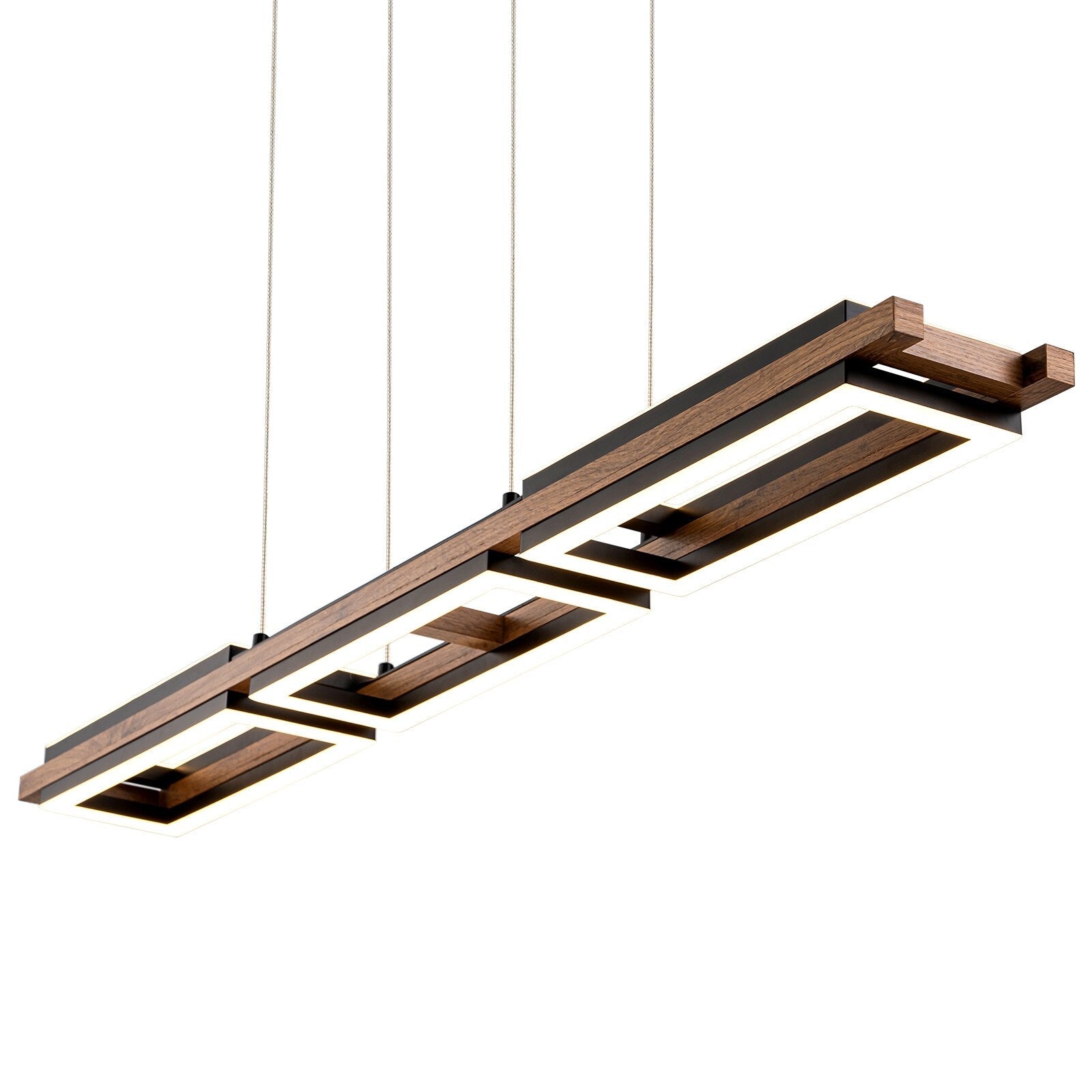 3/5-Light Integrated LED Linear Wood Chandelier Kitchen Island Pendant Light
