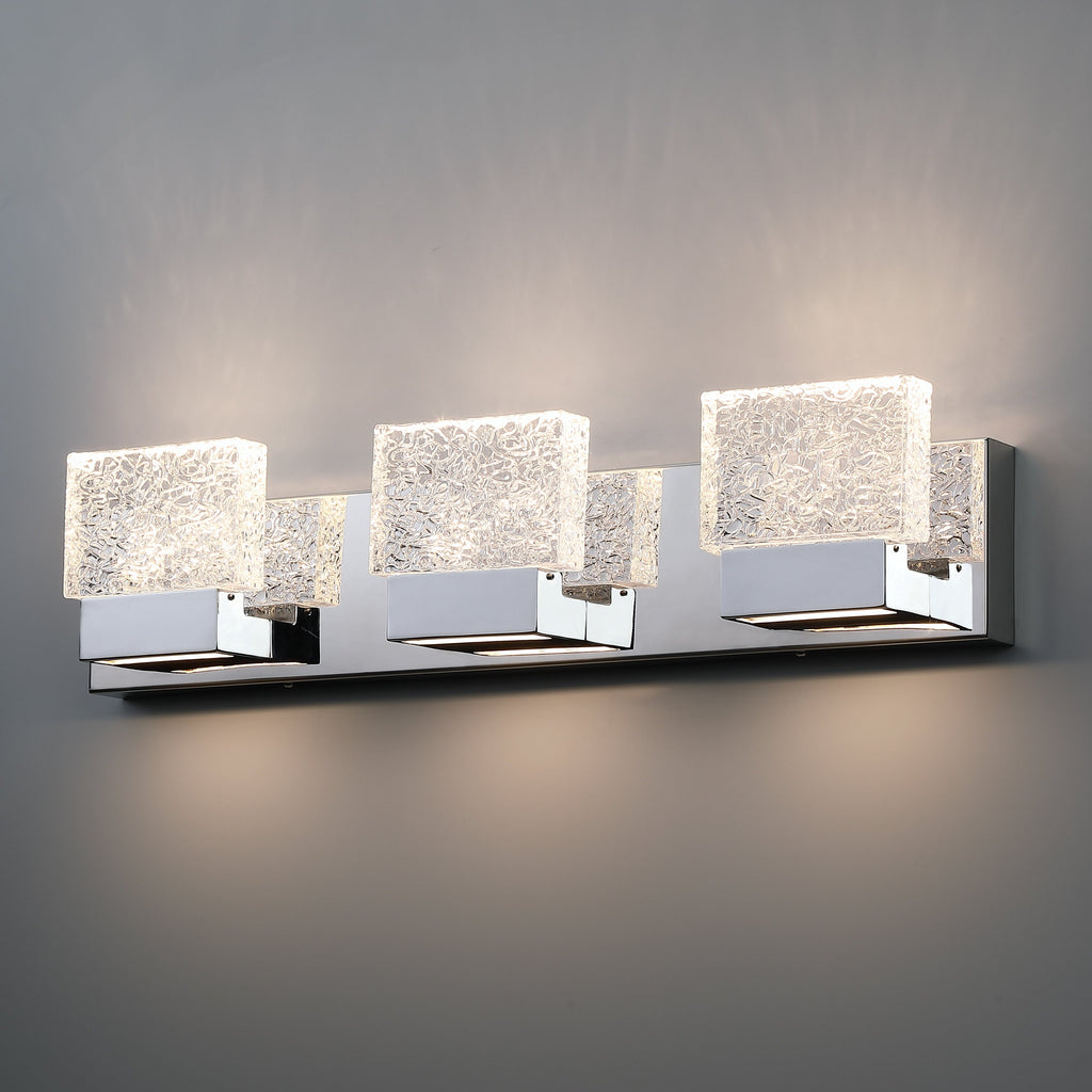 C Cattleya Stainless Steel 3000K Integrated LED Vanity Light with Art Glass Shades - Chrome