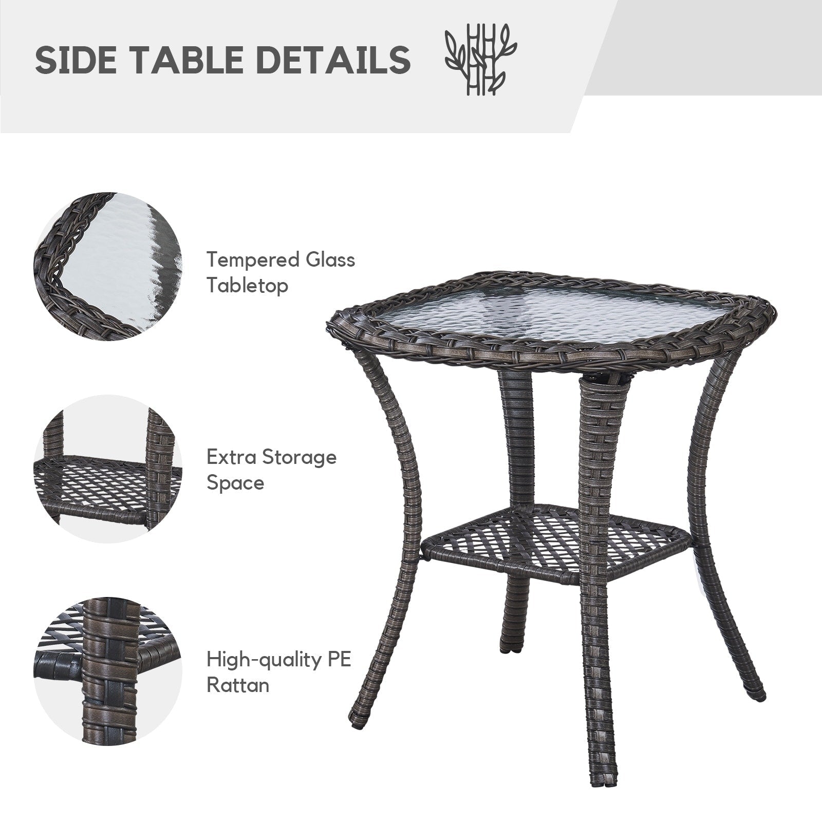 Gymojoy 3 Piece Outdoor Wicker Swivel Rocker with Cushion & Table