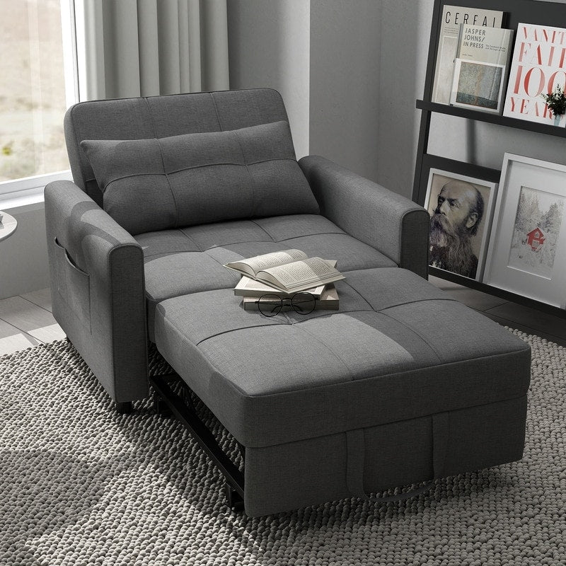 3-in-1 Adjustable Sleeper Sofa Bed, Pull Out Chair Sofa, Convertible Folding Bed for Living Room