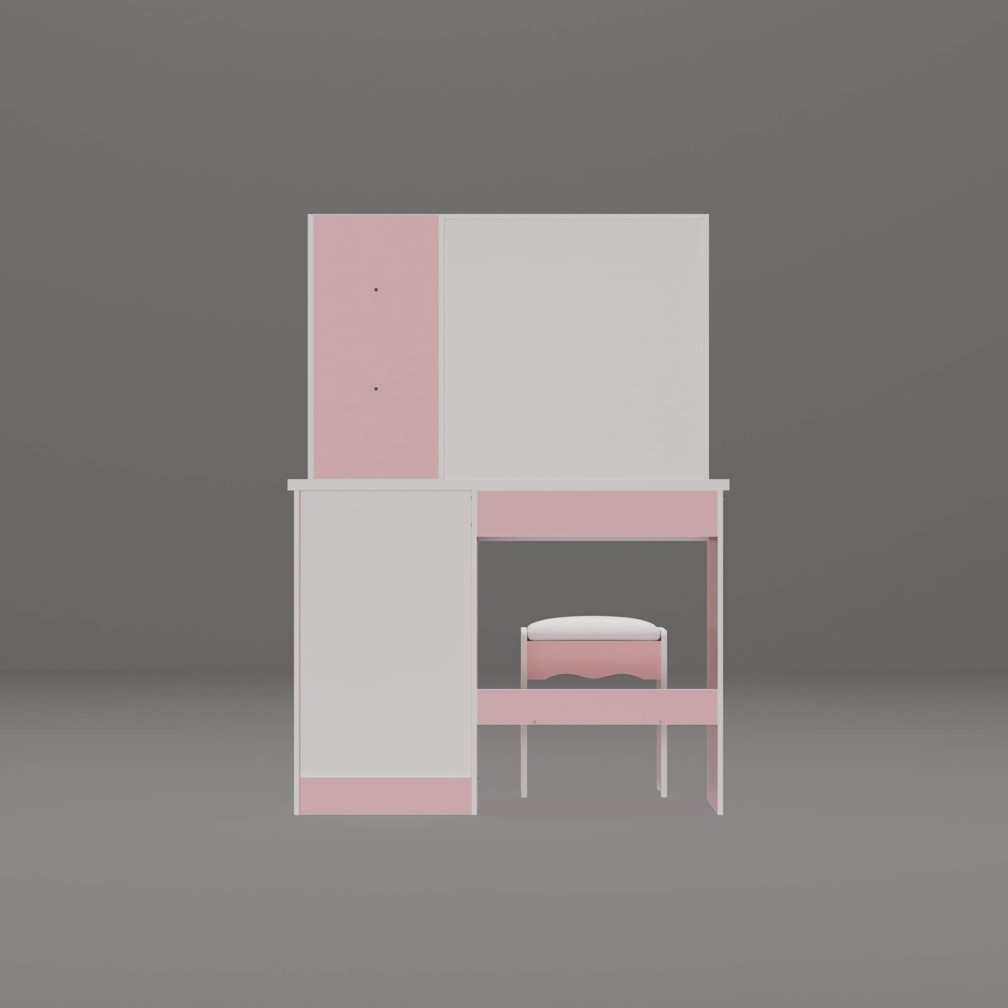 39.4'' Wide Makeup Vanity Set with Stool and Mirror