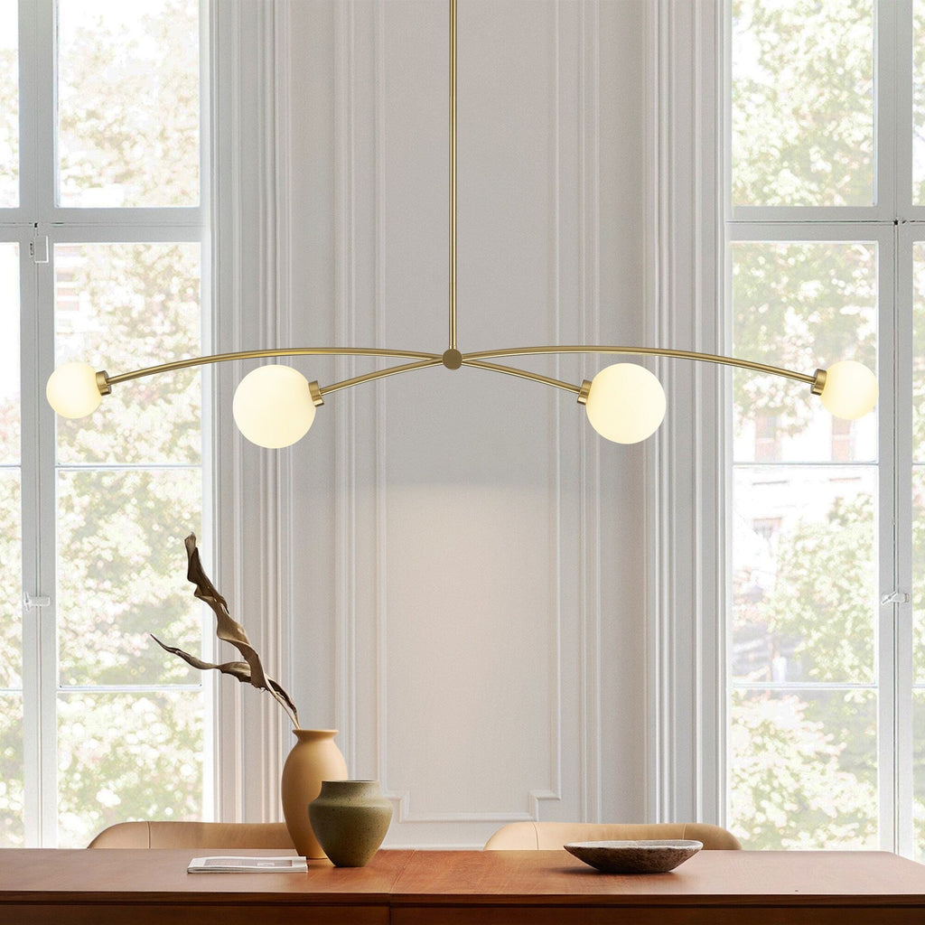 4-Light Modern Gold Simple Linear Sputnik Pendant Island Light/ Dining Room Light - 51.18 in. W x 11.02 in. D x 5.91 in. H