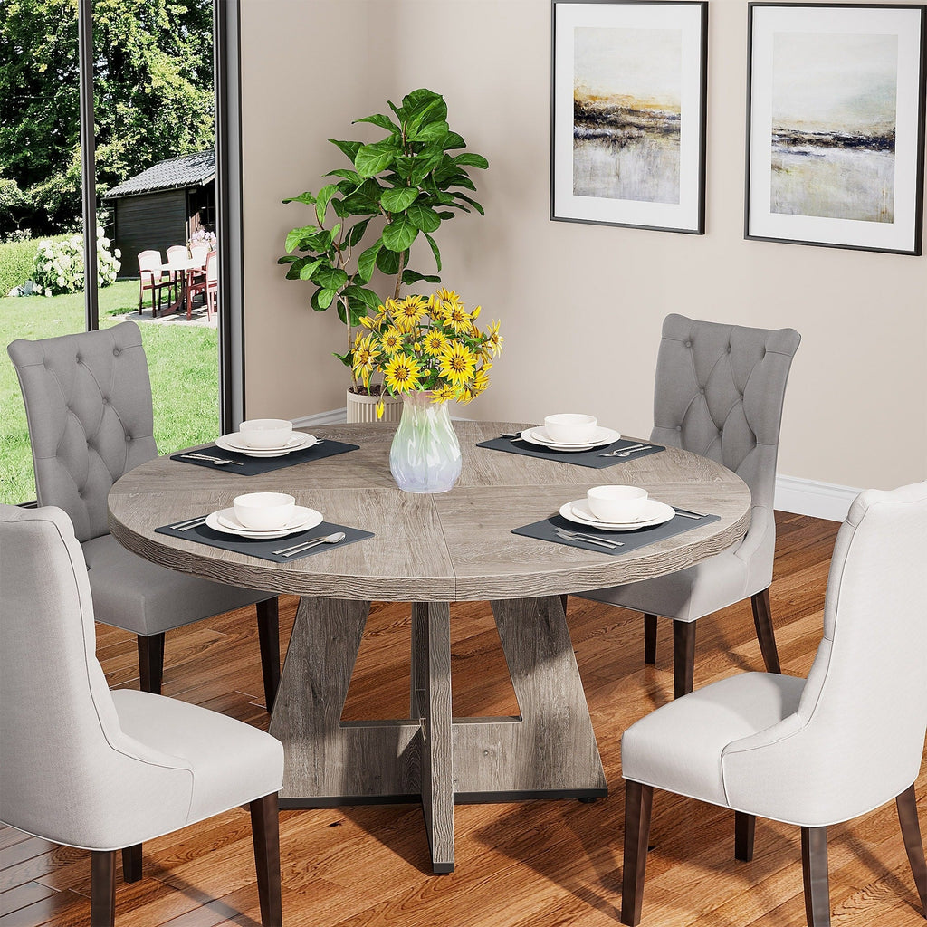 47 Round Dining Table for 4, Farmhouse Kitchen Table Small Dinner Table Wood Kitchen Table for Dining Room Living Room