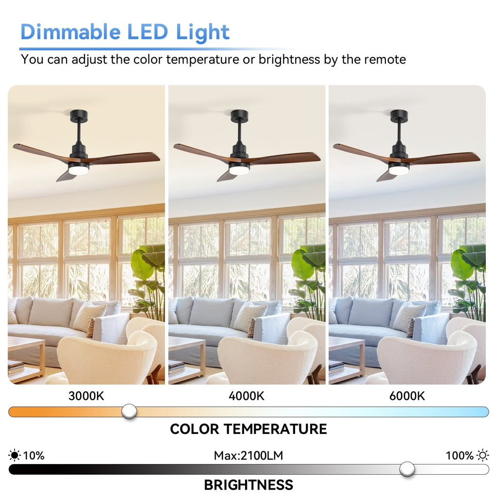 48 and 52 Integrated LED Ceiling Fan with Light and Remote, Reversible DC Motor