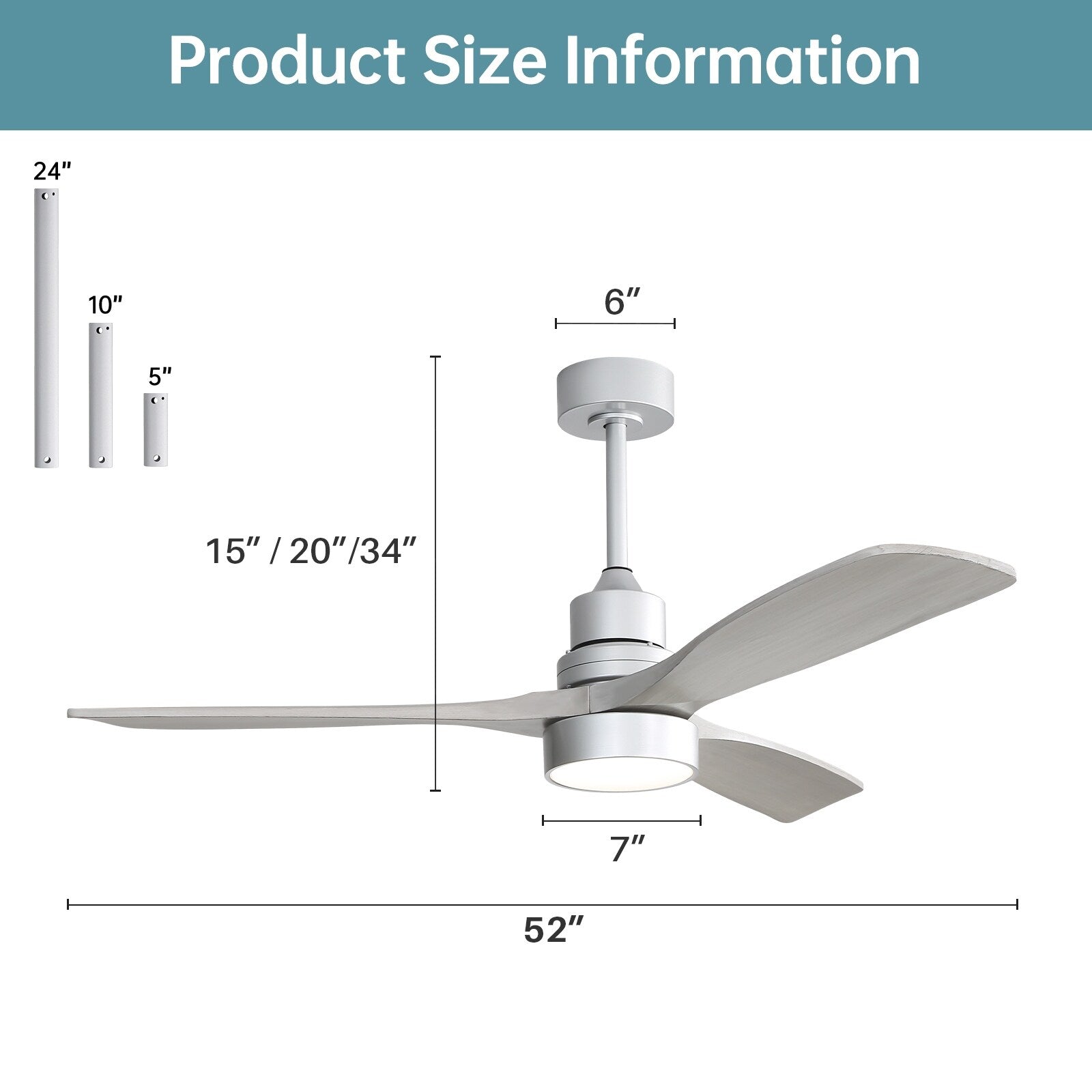48 and 52 Integrated LED Ceiling Fan with Light and Remote, Reversible DC Motor