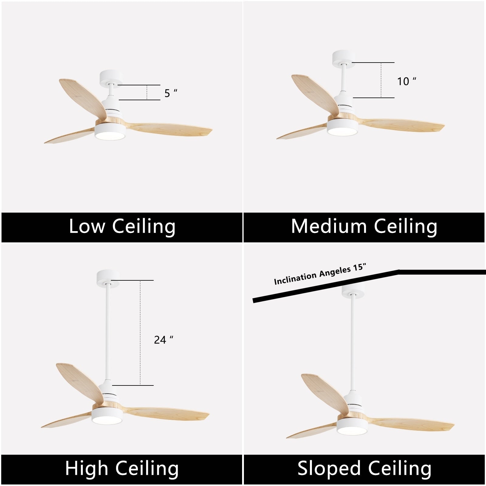 48 and 52 Integrated LED Ceiling Fan with Light and Remote, Reversible DC Motor