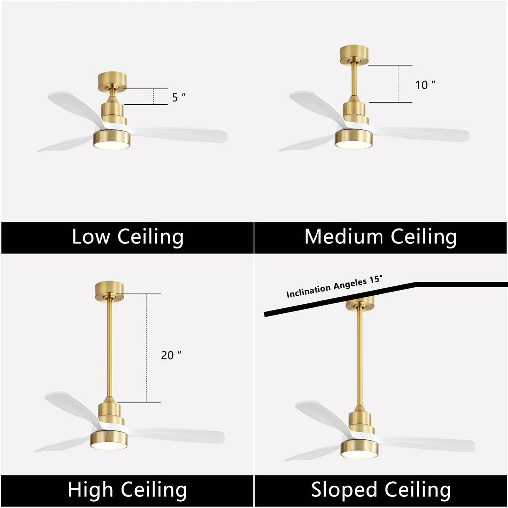 48 and 52 Integrated LED Ceiling Fan with Light and Remote, Reversible DC Motor