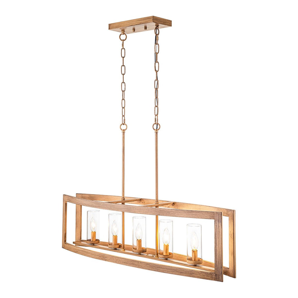 5-Light Mid-Century Modern Industrial Linear Kitchen Island Pendant Vintage Rectangle Glass Chandelier