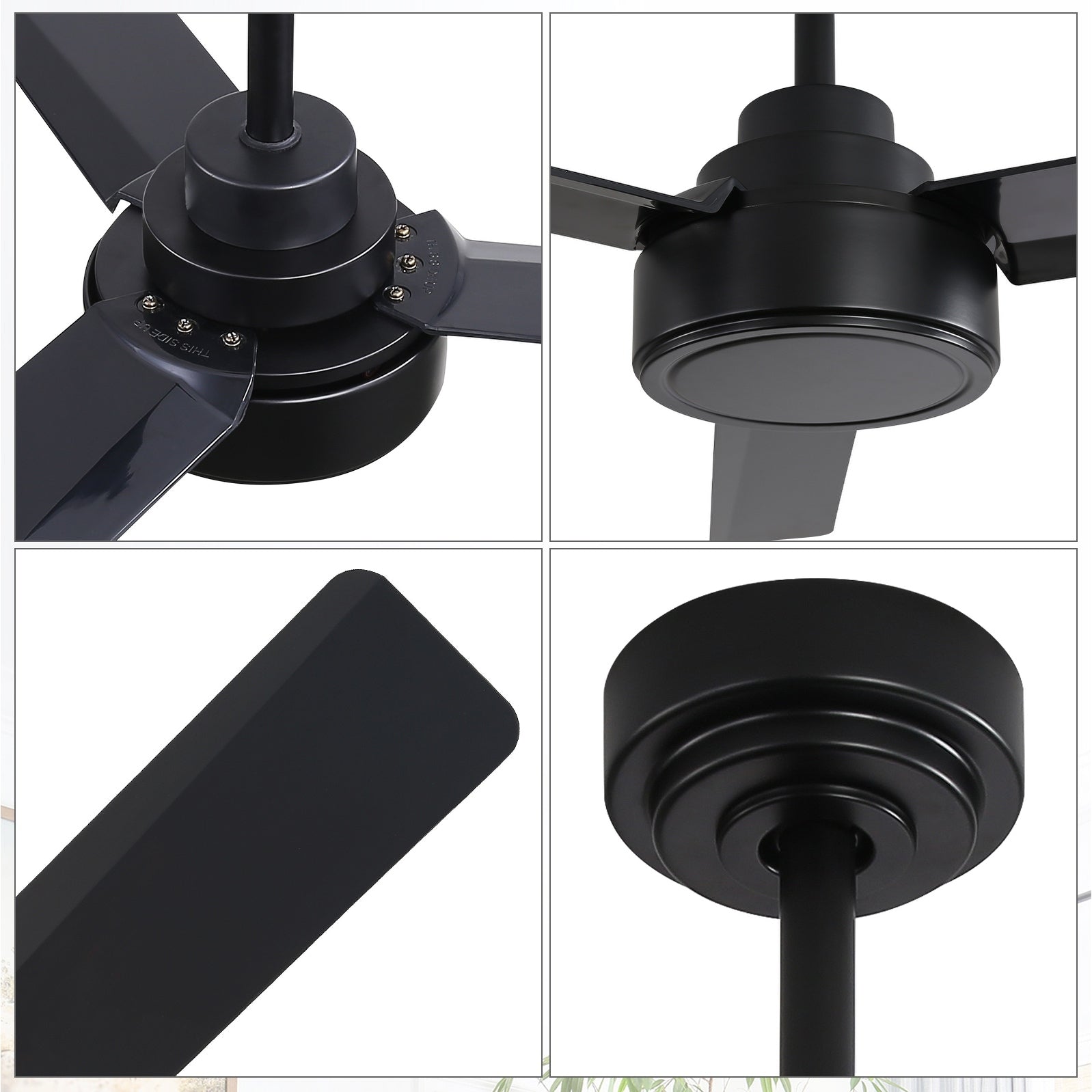 52 inch Modern Solid Wood / ABS Ceiling Fan With Remote Control(No Light),6 WInd Speed,Reversible Airflow