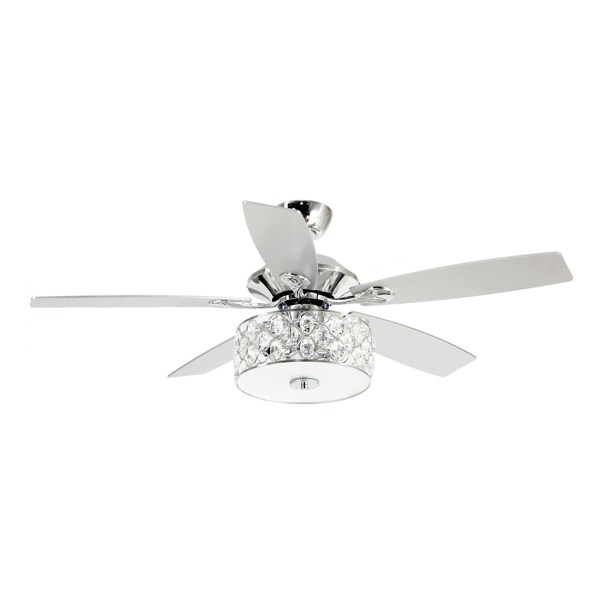 52 Modern 4-Light Chandelier Crystal Ceiling Fan with Remote