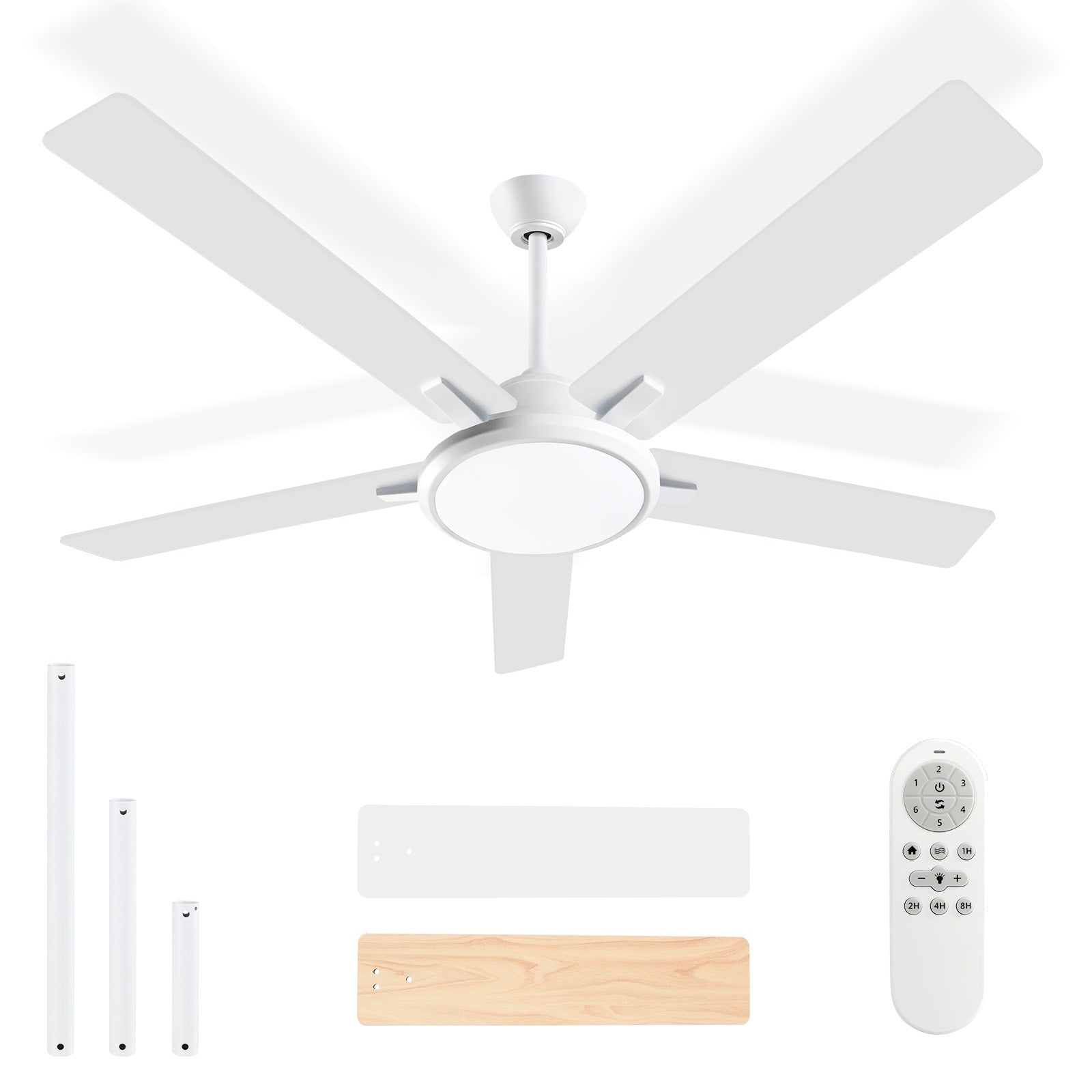 52 Modern Ceiling Fans with Lights and Remote, LED Dimmable