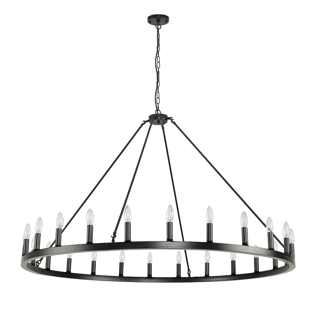 54-inch Round Wagon Wheel 24-light Chandelier