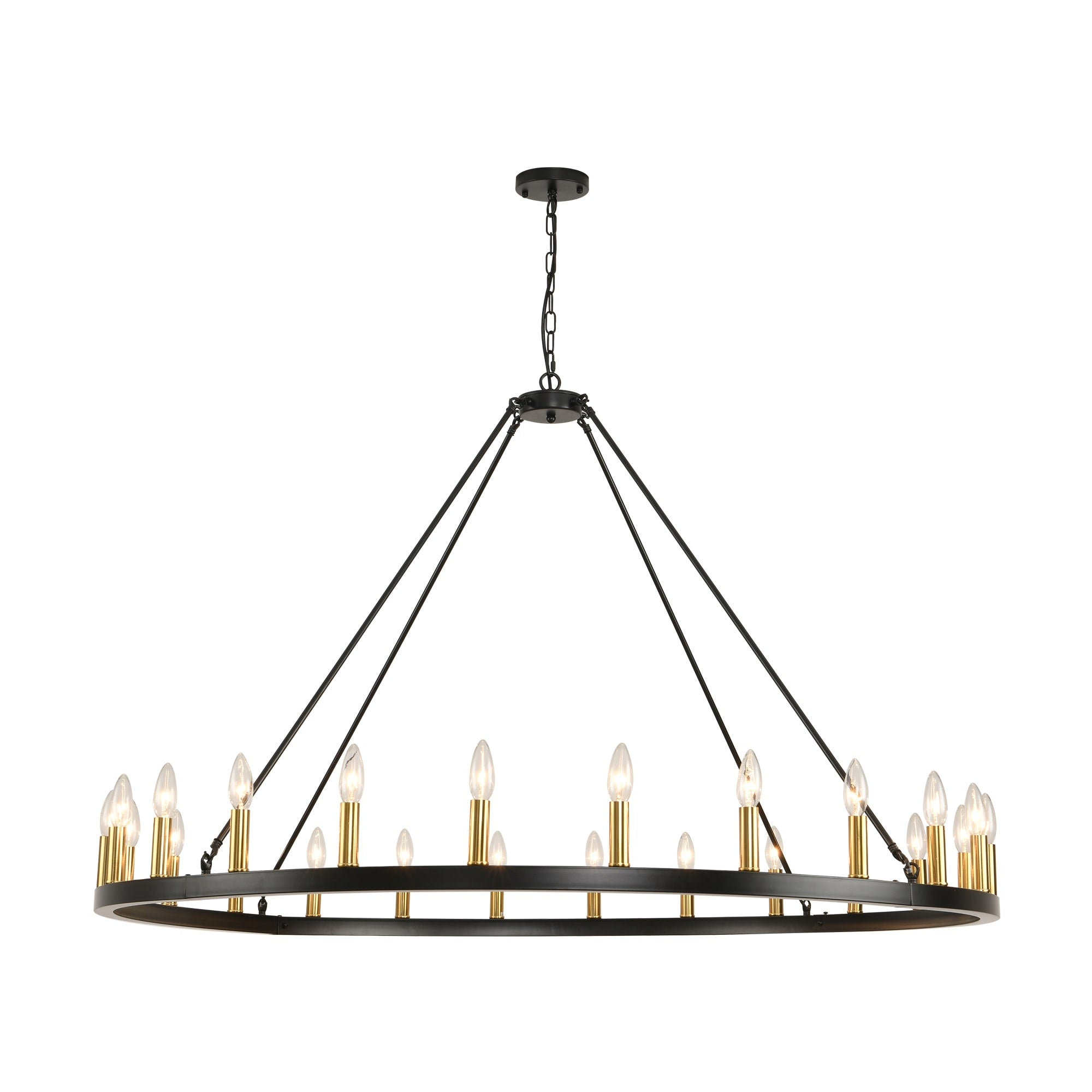 54-inch Round Wagon Wheel 24-light Chandelier