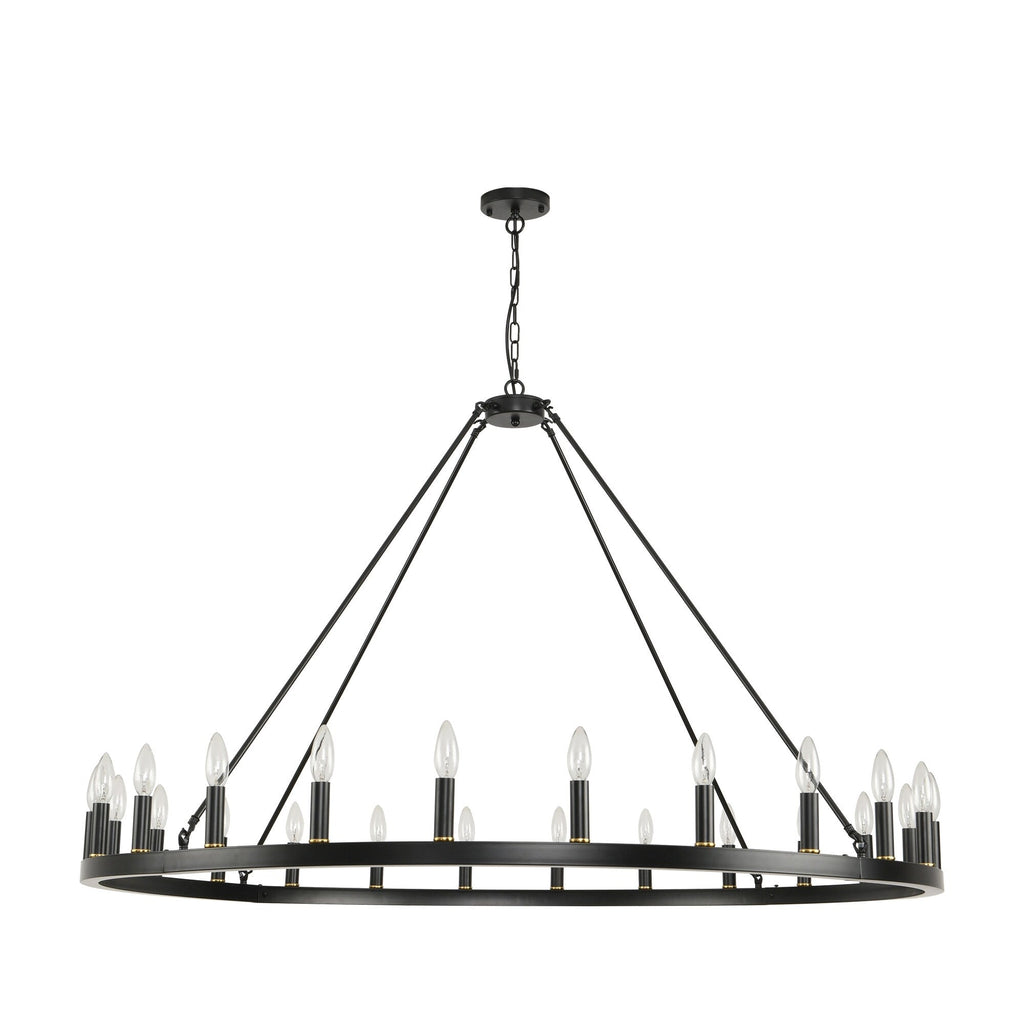 54-inch Round Wagon Wheel 24-light Chandelier