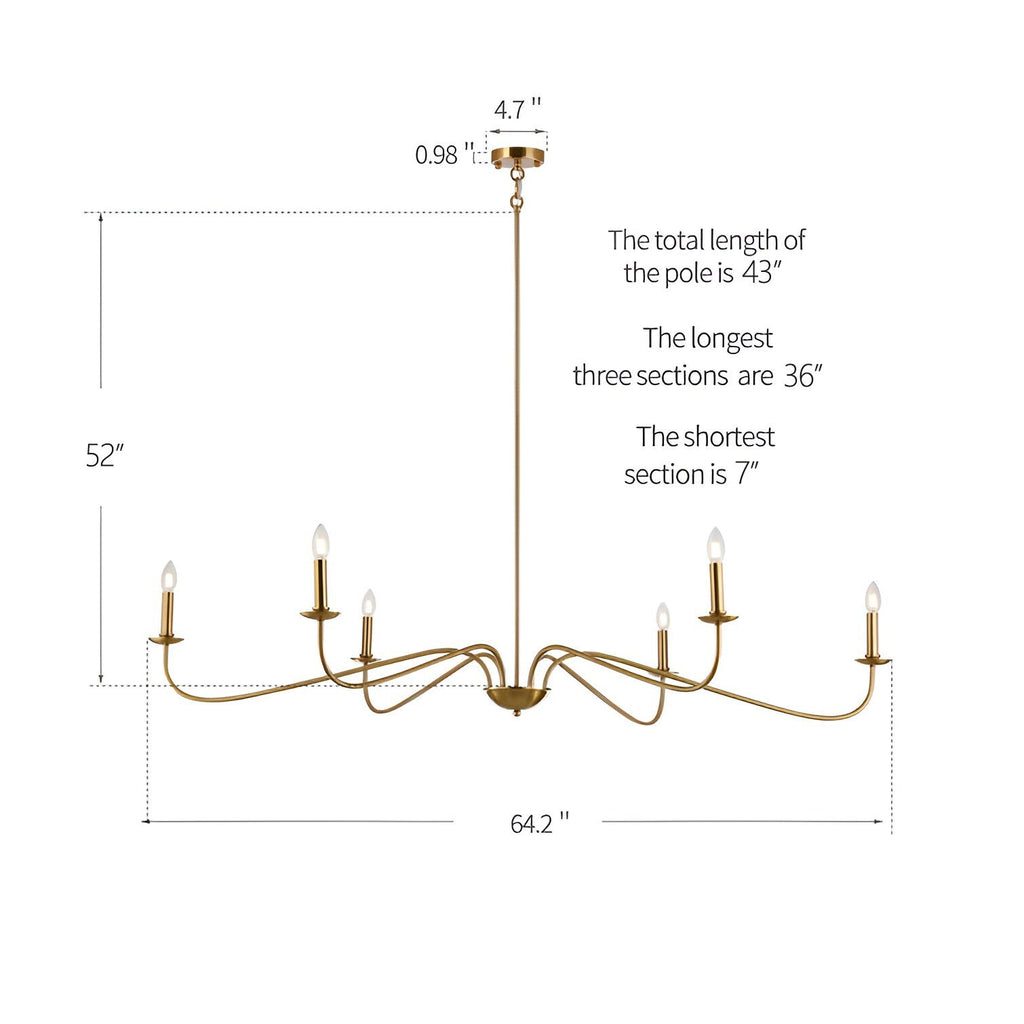 6-Light Classic French Minialist Chandelier with Candle-Style Lighting