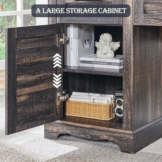 60 Farmhouse L Shaped Executive Desk, Wood Corner Desk, Computer Desk