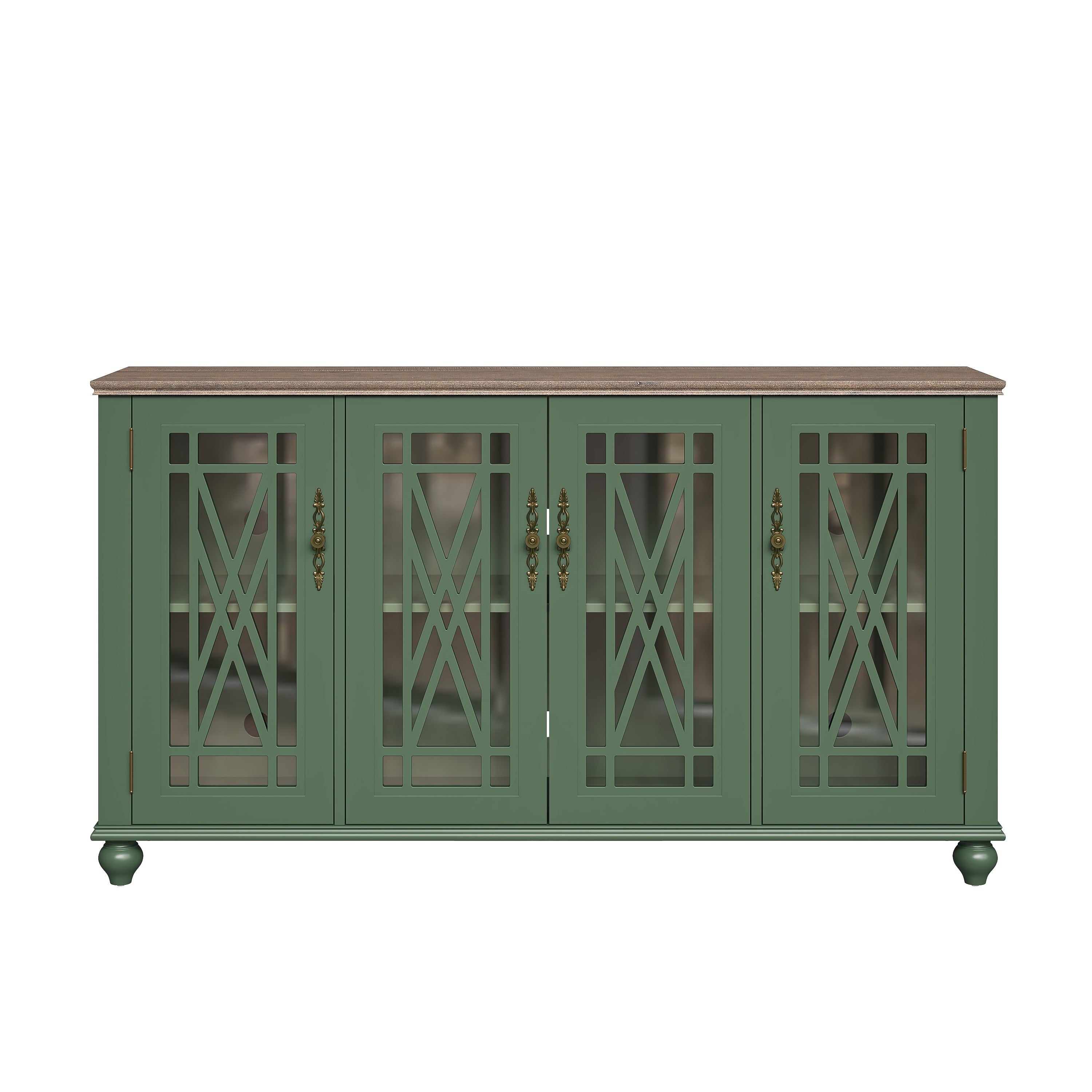 63 Vintage Style Wood Kitchen Accent Buffet Sideboard Cabinet - 63 in Width