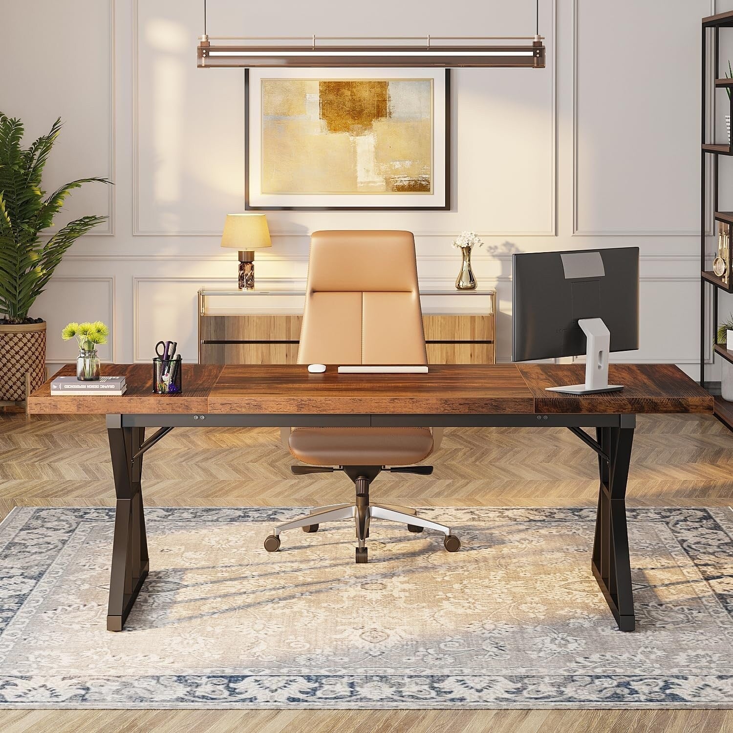70.8-Inch Executive Desk, Large Computer Office Desk Workstation