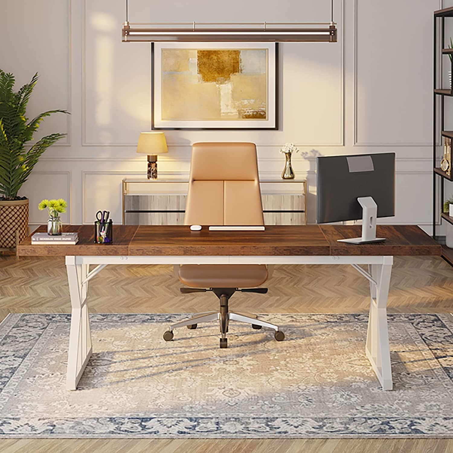70.8-Inch Executive Desk, Large Computer Office Desk Workstation