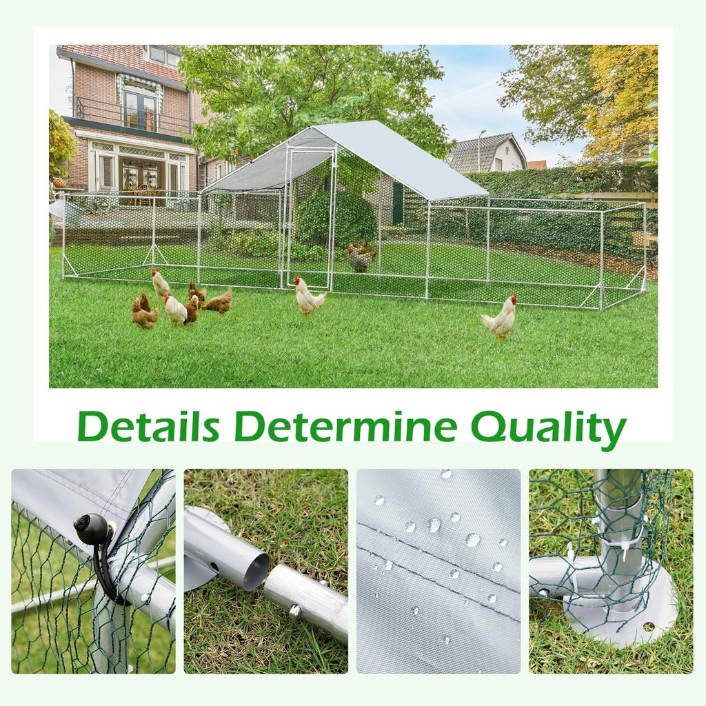 AECOJOY Large Metal Chicken Coop Run Walk-in Metal Chicken Cage