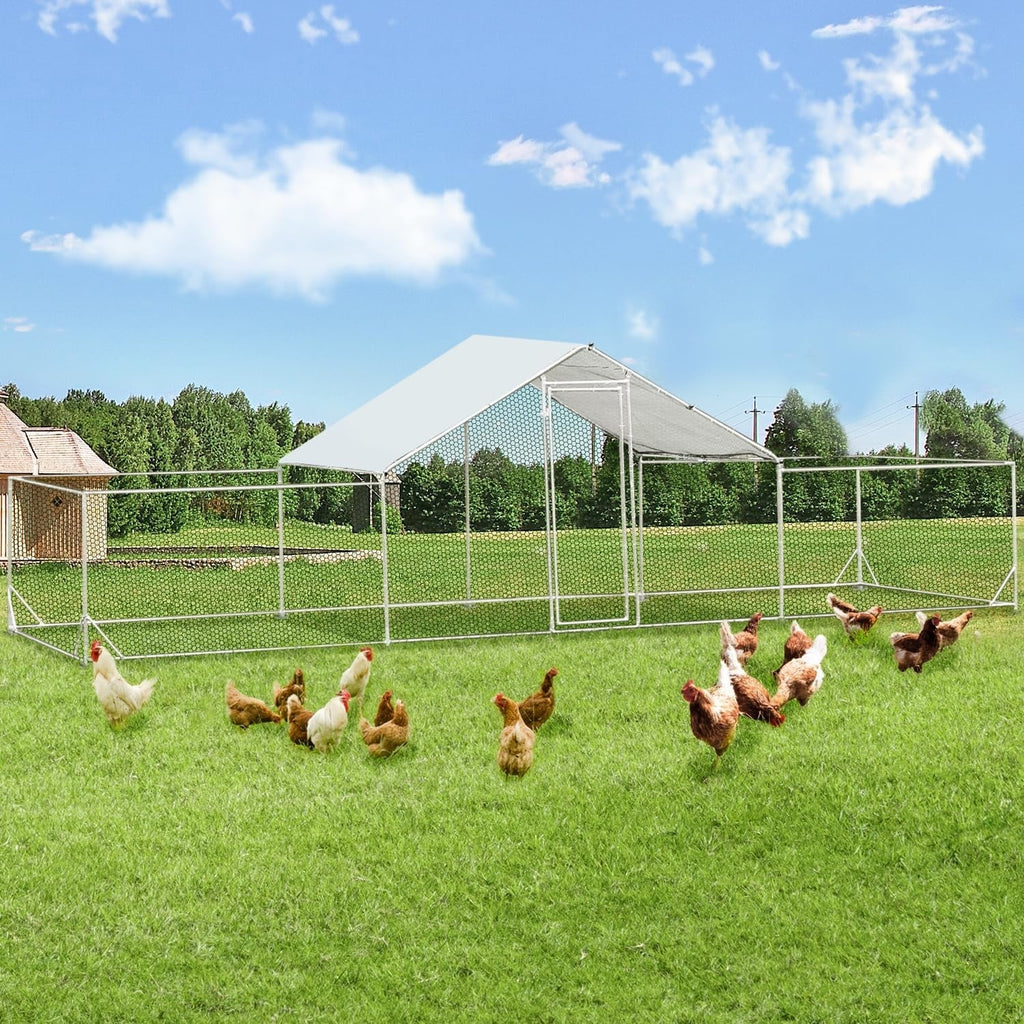 AECOJOY Large Metal Chicken Coop Run Walk-in Metal Chicken Cage