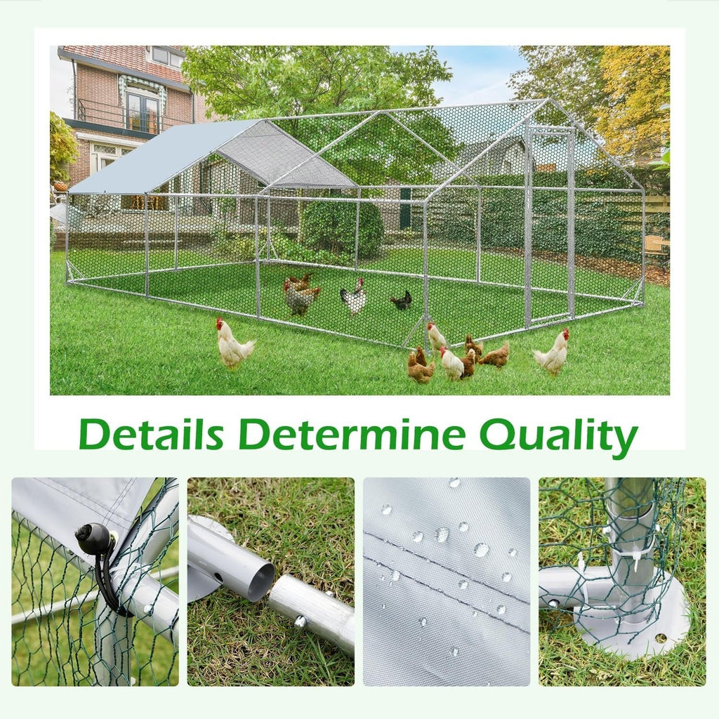 AECOJOY Large Metal Chicken Coop Run Walk-in Metal Chicken Cage