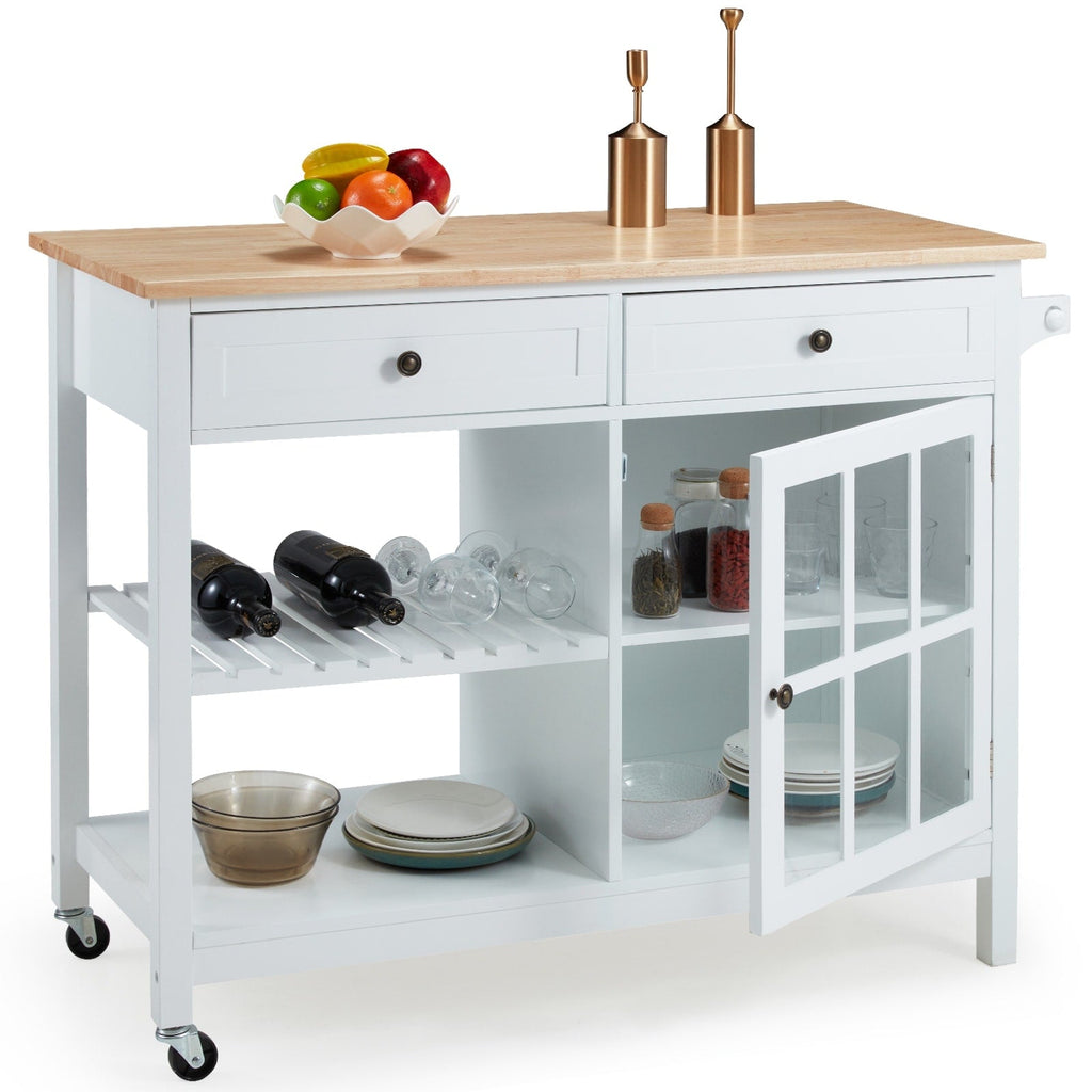 AVAWING 42 Rolling Kitchen Island Microwave Cabinet Trolley Cart