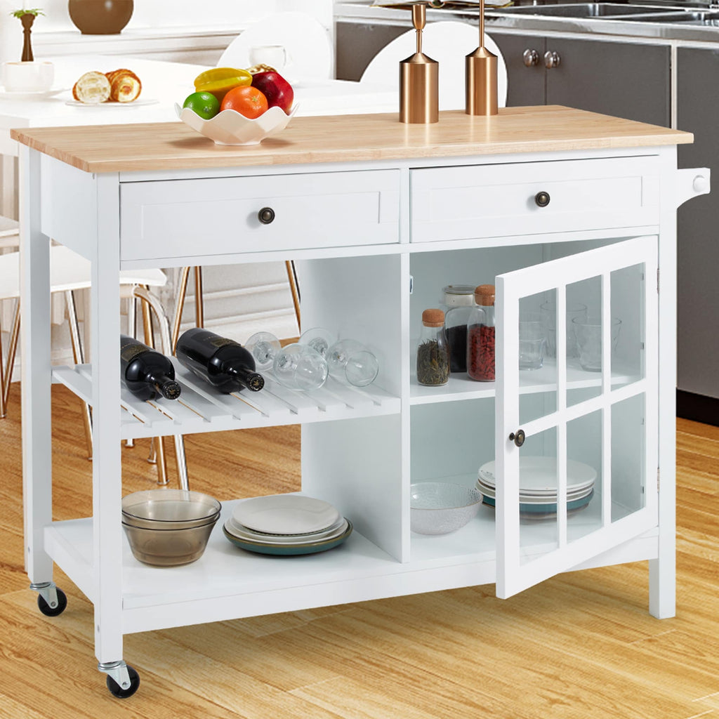 AVAWING 42 Rolling Kitchen Island Microwave Cabinet Trolley Cart