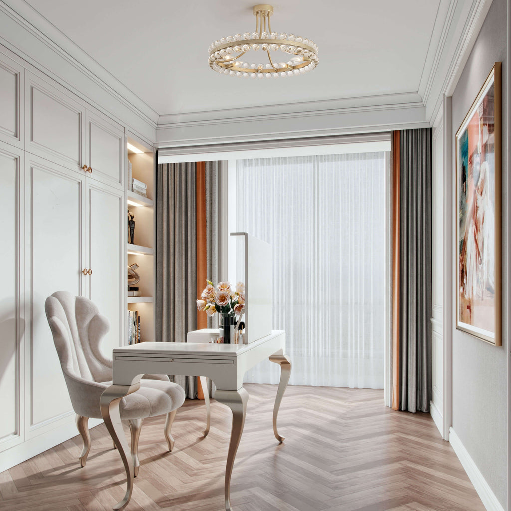 Elvira 8-Light Wagon Wheel Crystal Semi-Flush Mount