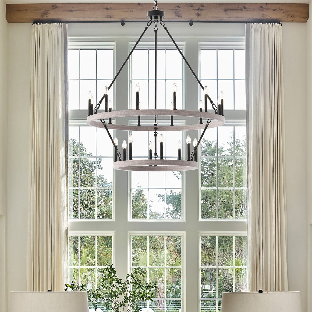 Acroma 20-light Modern Farmhouse 40In Round Wagon Wheel Chandelier with UL