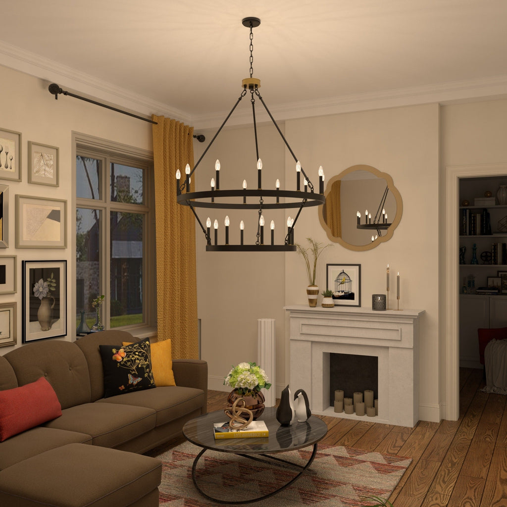 Acroma 20-light Modern Farmhouse 40In Round Wagon Wheel Chandelier with UL