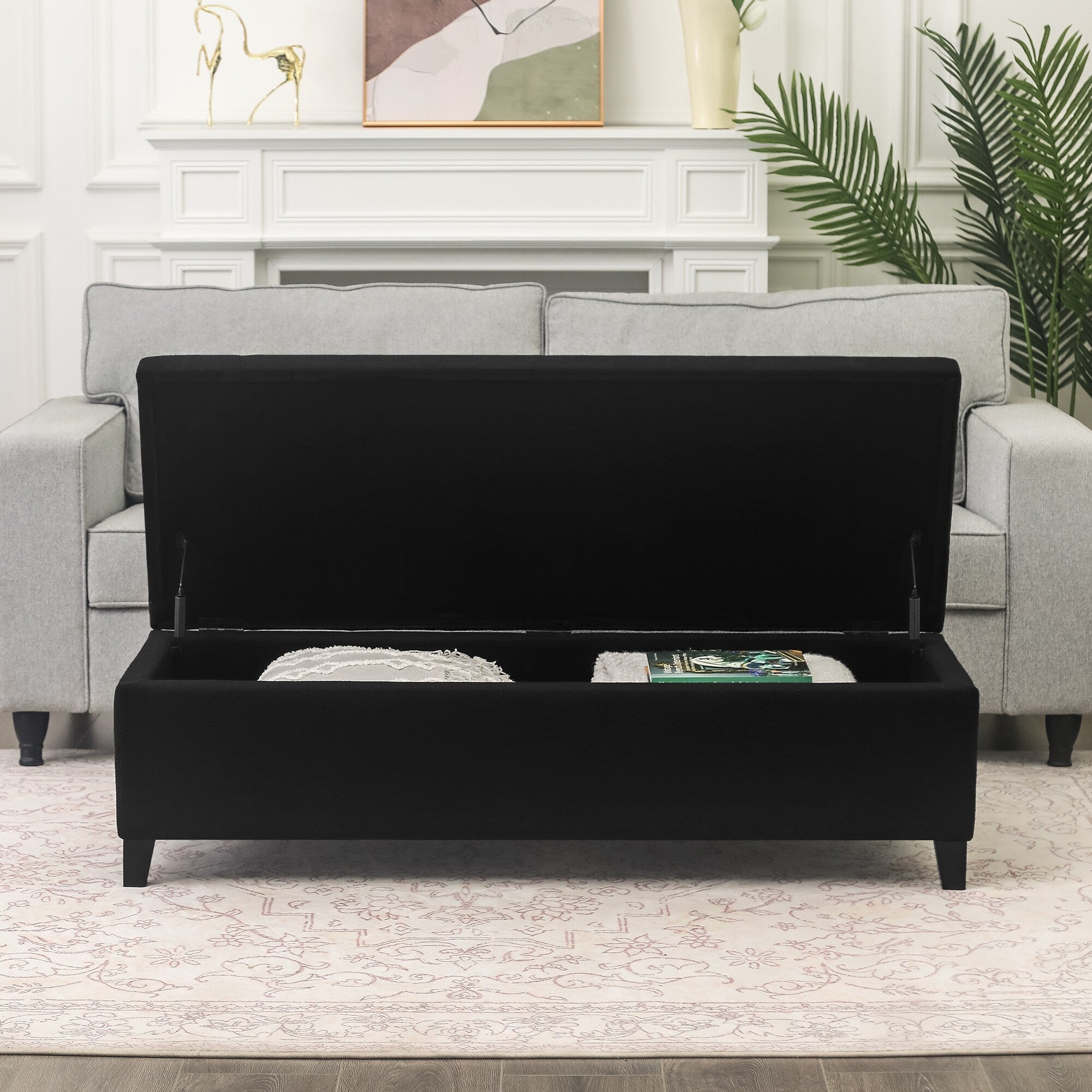 Adeco 50 Bonded Leather Storage Ottoman Bench