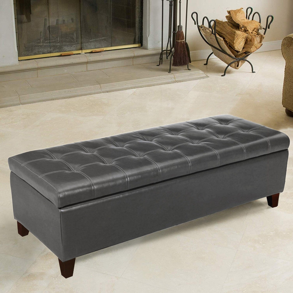 Adeco 50 Bonded Leather Storage Ottoman Bench