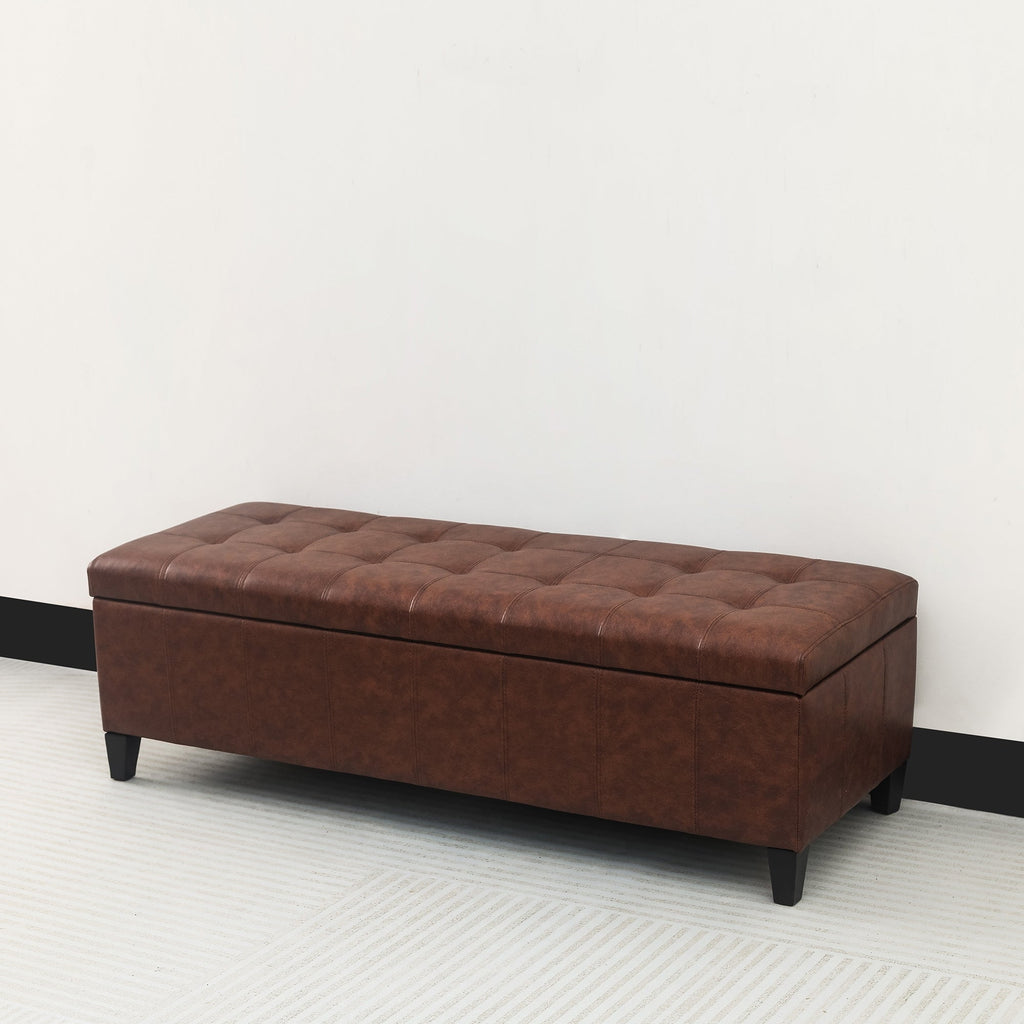 Adeco 50 Bonded Leather Storage Ottoman Bench