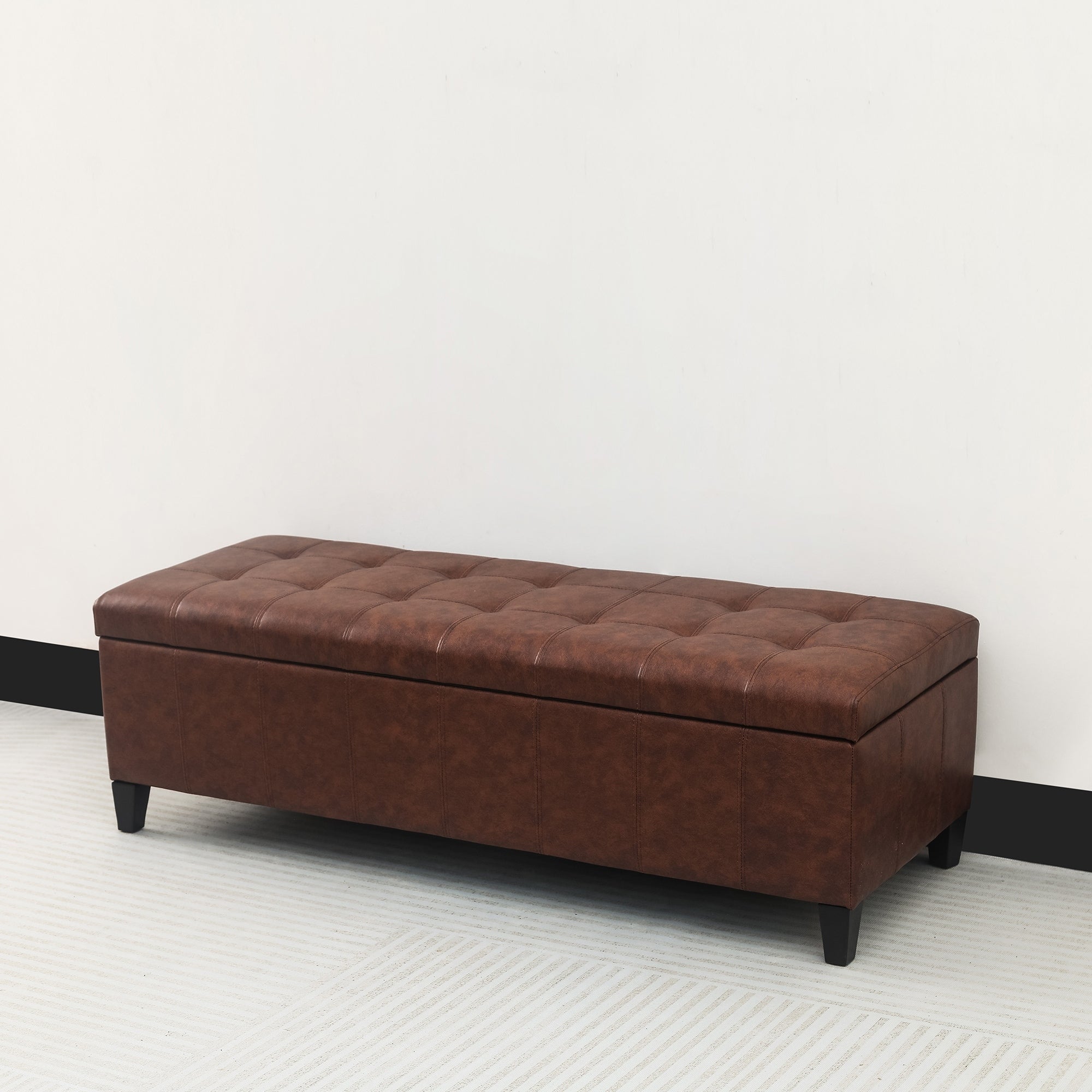 Adeco 50 Bonded Leather Storage Ottoman Bench