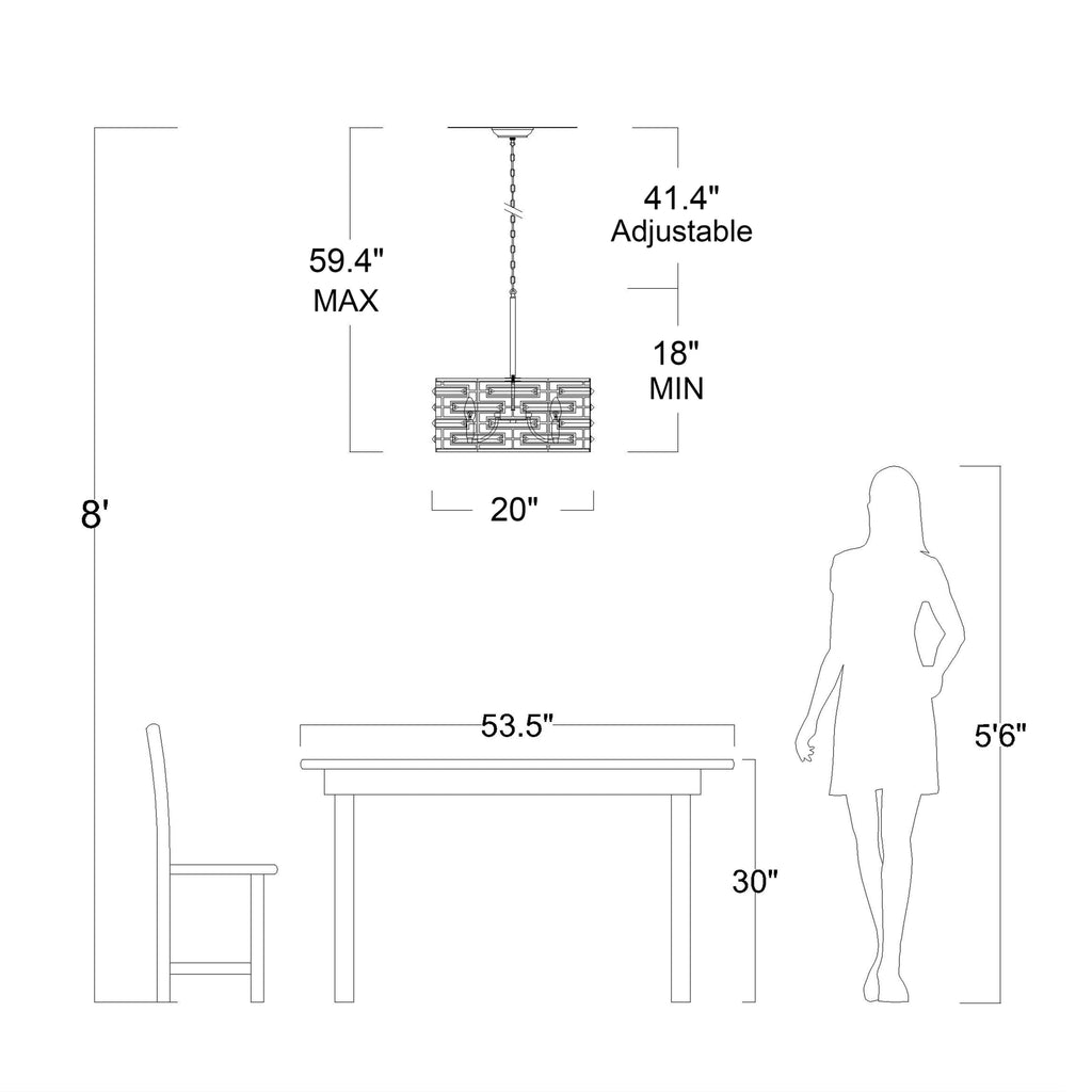 Anita Drum Shade Chandelier with Clear Glass Prism