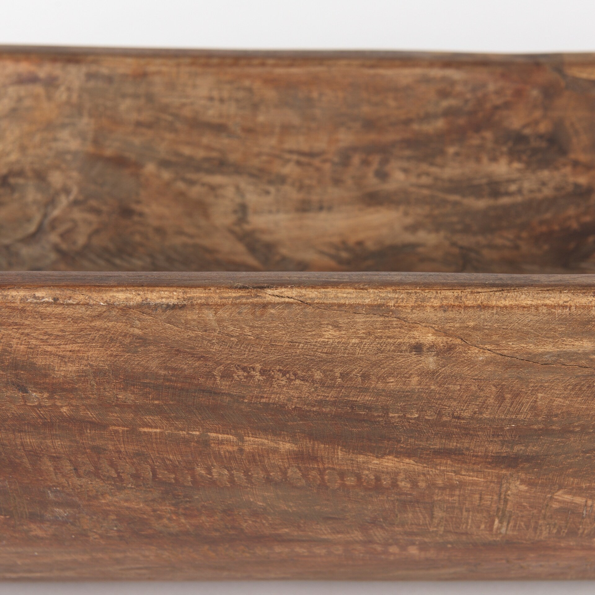 Athena Extra Large Oblong Black-Brown Reclaimed Wood Bowl - 26.0L x 10.0W x 7.0H