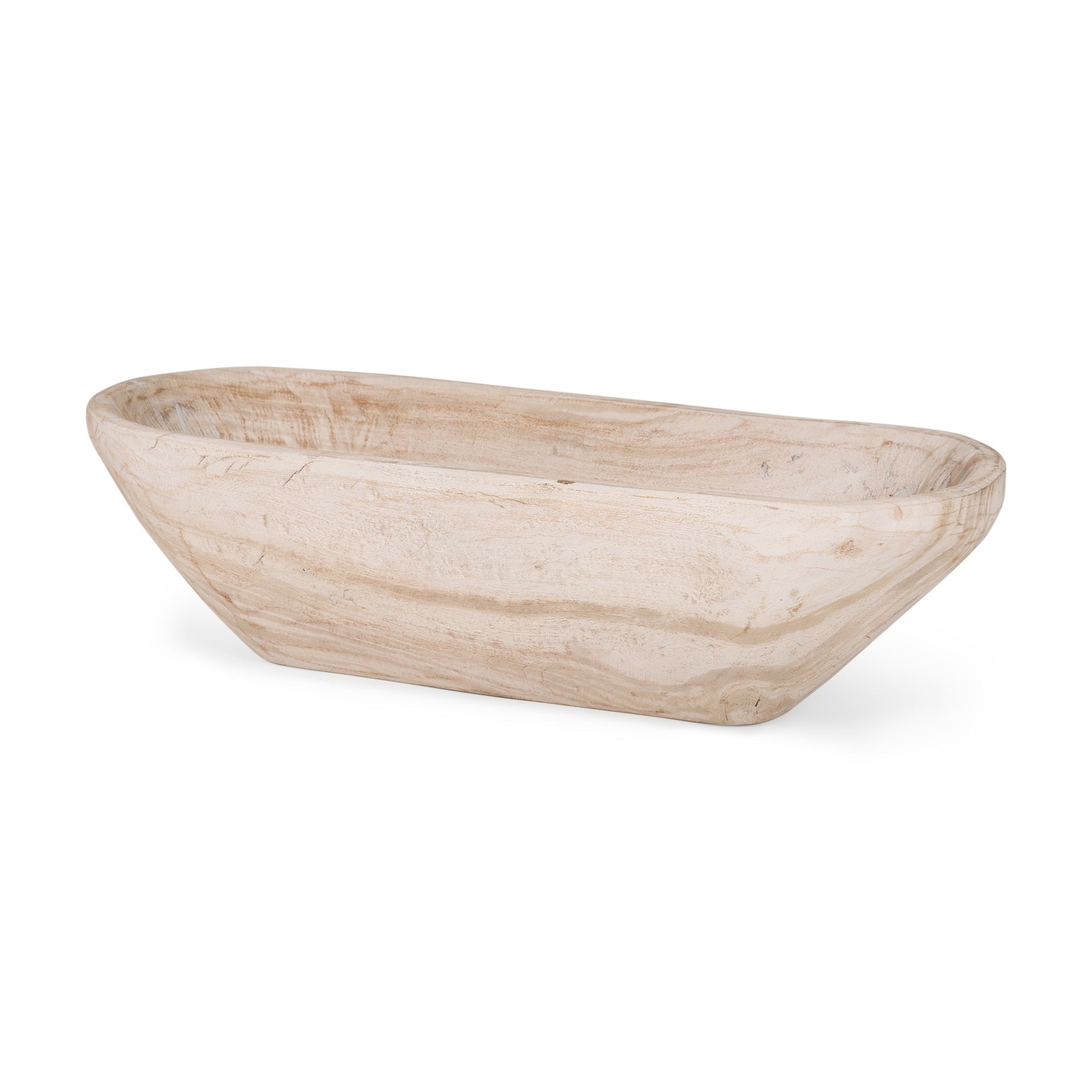 Athena Extra Large Oblong Black-Brown Reclaimed Wood Bowl - 26.0L x 10.0W x 7.0H
