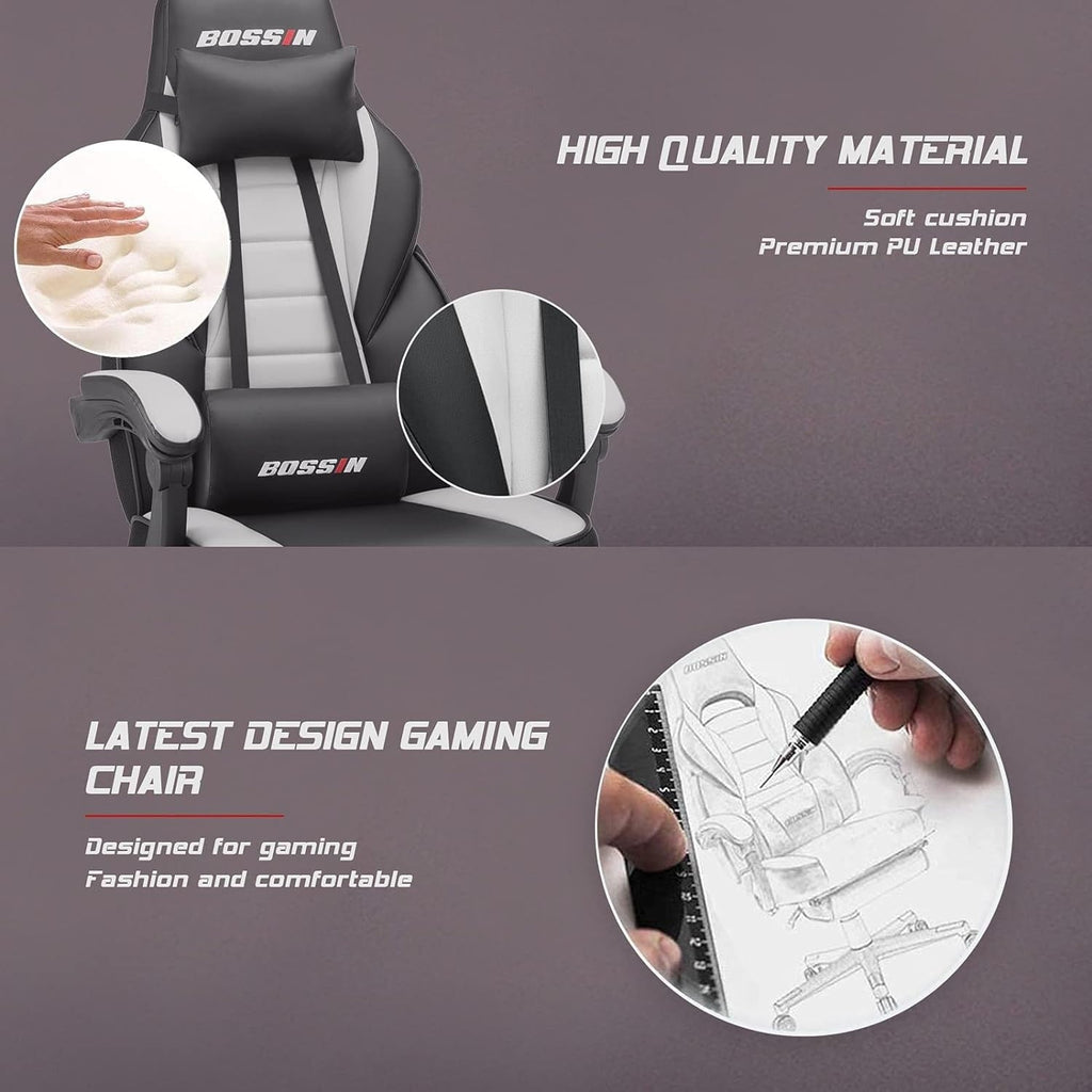 BOSSIN Racing Style Gaming Chair,300 lbs Big and Tall gamer chair High Back Computer Chair