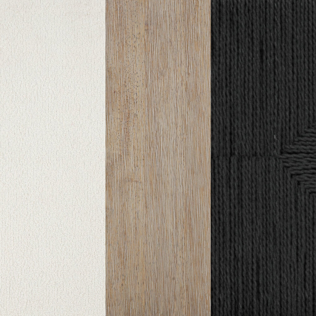 Beacon Bohemian Boucle Bar Stool, Upholstered Counter Height Chair with Solid Wood Frame and Woven Seagrass Back