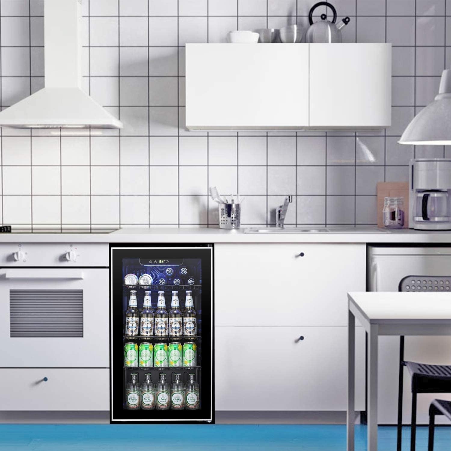 Beverage Refrigerator Cooler - 120 Can Mini Fridge Glass Door