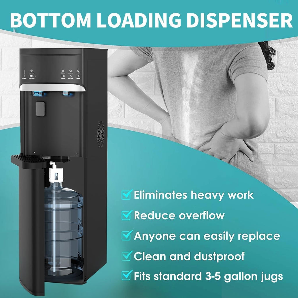 Black 3 in 1 Hot and Cold Water Dispensers with Ice Maker